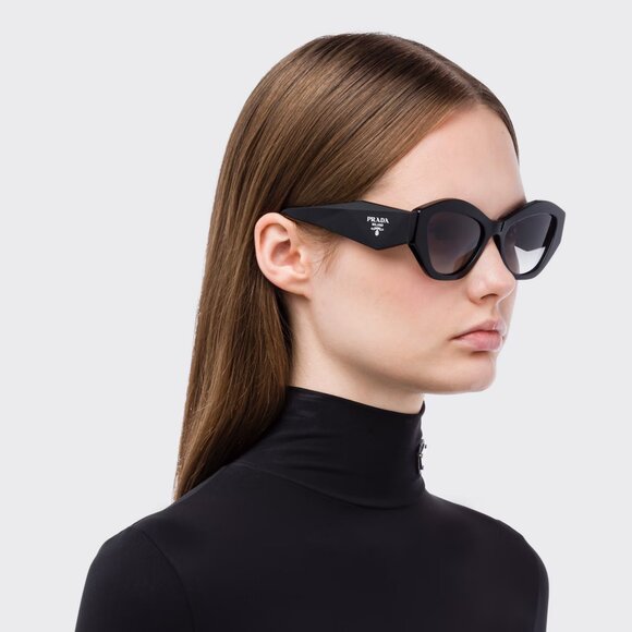 Prada Black/Grey Gradient SPR07Y 07Y 1AB-0A7 Symbole Cat-Eye Sunglasses